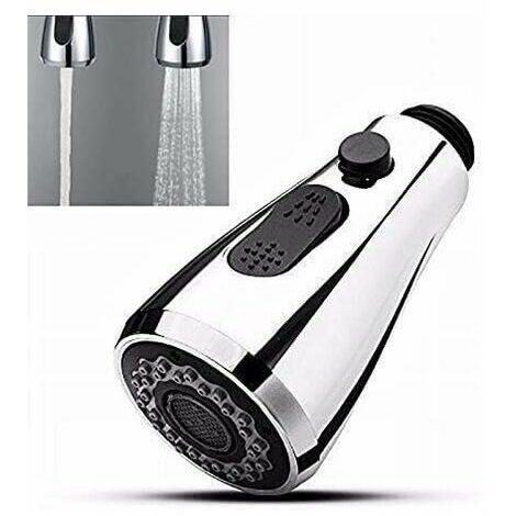 Douchette Rétractable Evier Robinet Cuisine Avec Bouton Stop 2 Types de Tête Universelle