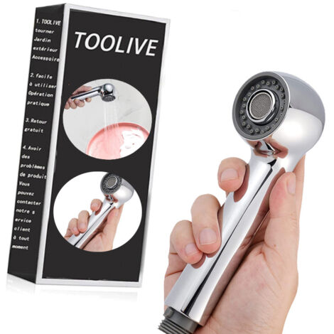 Douchette Robinet Cuisine 2 Jets Tête de Douche Remplacement Douchette pour Mitigeur Cuisine, Chromé-toolive