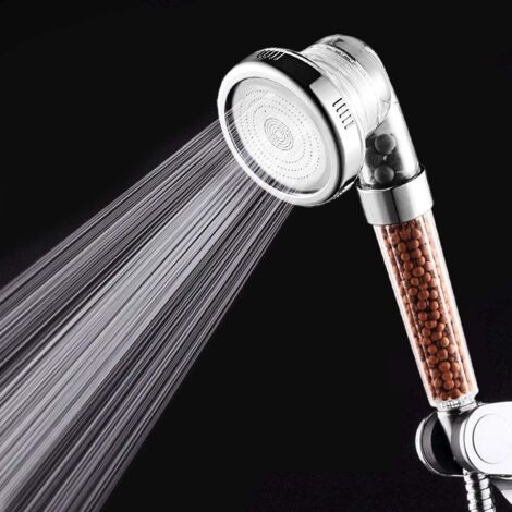 Douchette - Tête De Douche À Pression Renforcée - Filtre Anti-Calcaire Et À Ions - Pour Faible Pression D'eau - Fonction Pluie Et Massage - 1 Pièce