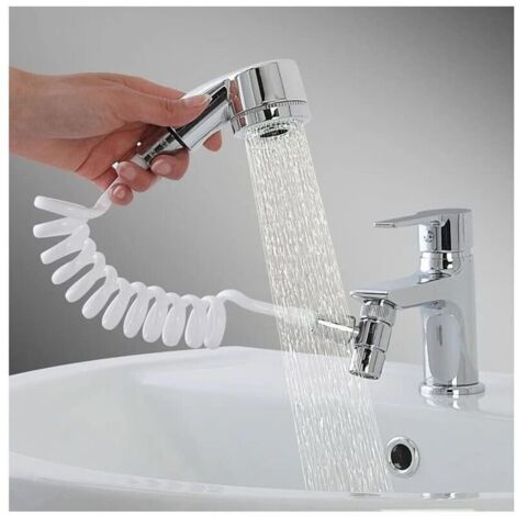 Douchette universelle facile pour lavabo, douche pour douche, siphon de cuisine, facile à installer, fixation avec bioadhésif, pratique et compacte