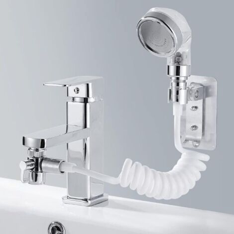 Douchette vasque, set pomme de douche vasque, pomme de douche anticalcaire avec tube télescopique de 1,5 m, pour shampoing ou nettoyage de l'évier (robinet non inclus)