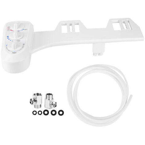 Douchette WC Bidet 3/8 avec Double Bec, Eau Chaude et Froide, Norme UE, Accessoire de Toilette