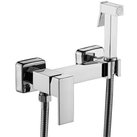 Douchette WC bidet, ensemble douchette murale, kit douchette bidet en cuivre chaud et froid, argent