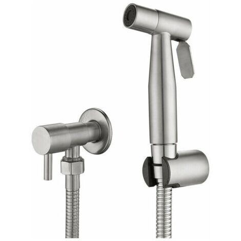 Douchette Wc Kit Complet - Kit Douchette Wc avec Vanne 3 Voies ,Tailles Standards France(G1/2") Argent