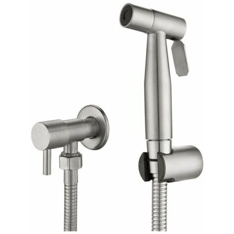 Douchette Wc Kit Complet - Kit Douchette Wc avec Vanne 3 Voies ,Tailles Standards France(G1/2") Argent
