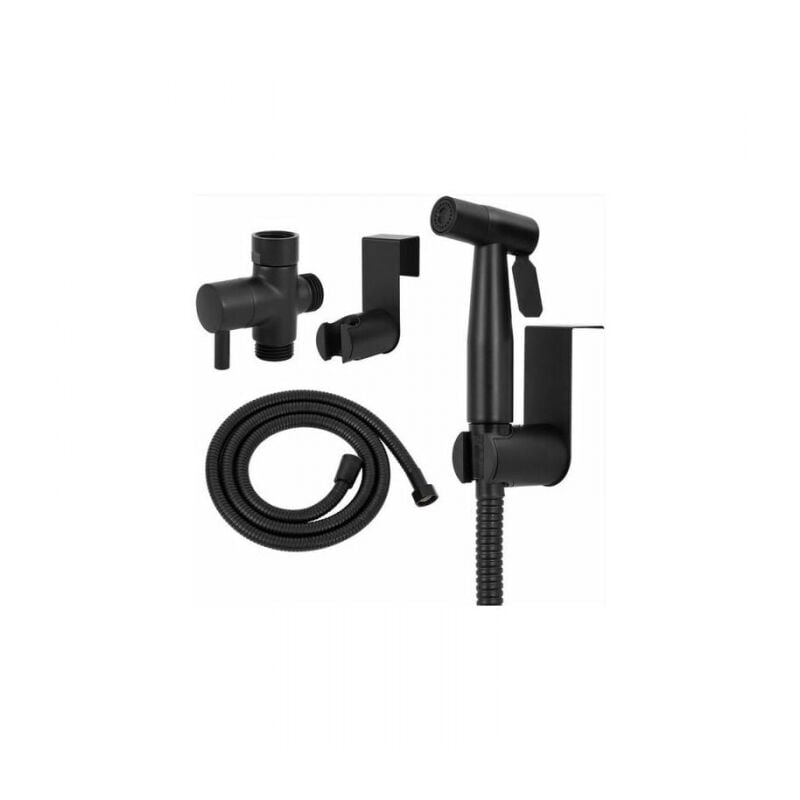 Douchette wc Kit Complet Noir,Kit Douchette WC,Pulvérisateur Pour l'hygiène Personnelle Quotidienne,Pomme de Douche Toilette avec Tuyau, noir