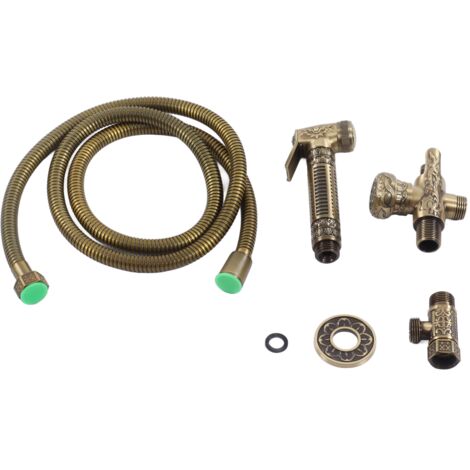 Douchette WC Vintage Laiton avec Valve Angulaire et Filetage Mâle/Femelle G1/2