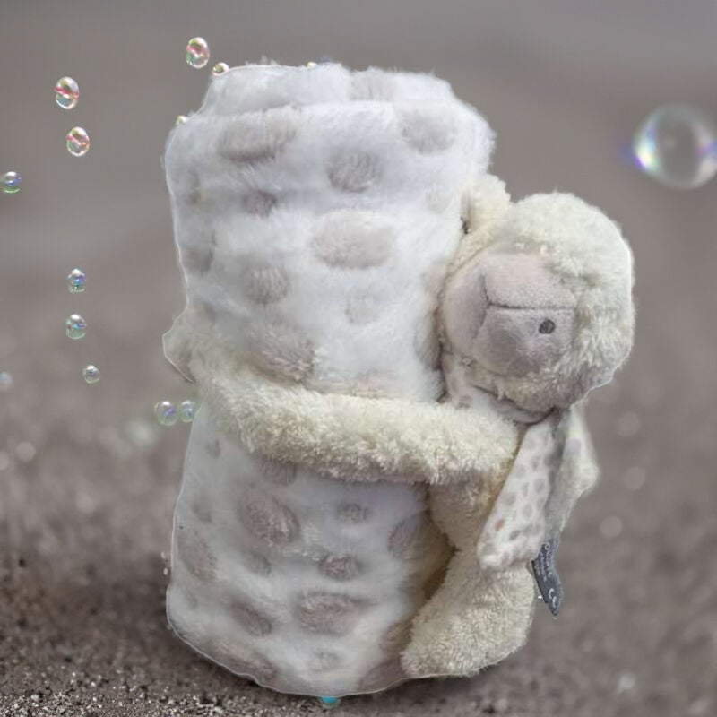 Doudou mouton et plaid Ecru 100x75 cm