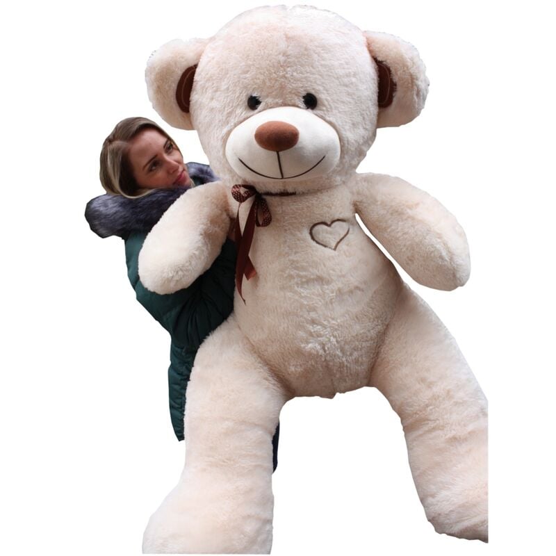 Doudou peluche géante gros nounours 75 x 85cm - beige et marron