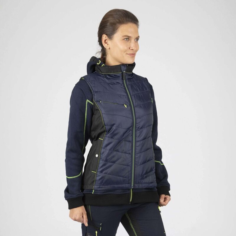 Doudoune sans manche femme - nine worth - Constance 1575 Marine / Jaune Fluo t. m