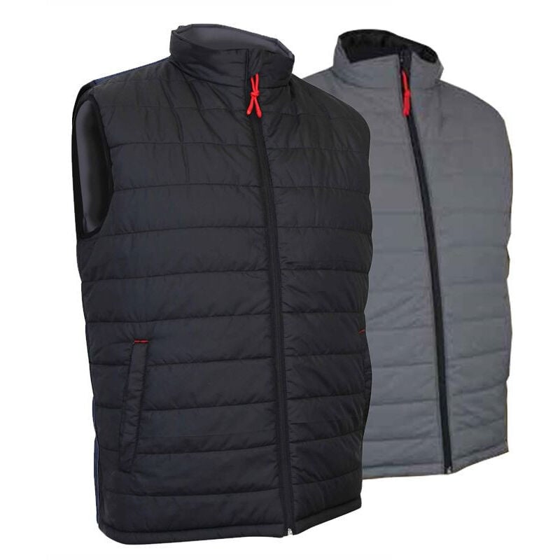 Bodywarmer réversible noir/gris homme - Couleur Noir/Gris - Taille Vêtement 3XL