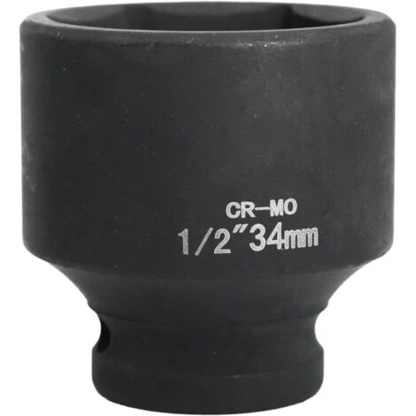 douille 34mm 1/2" 6 pans, douille a choc 1/2 34 mm Acier Chrome-Molybdène CR-MO(Black)