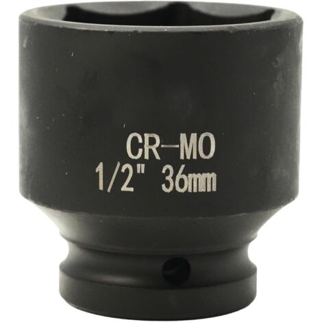 douille 36mm 1/2" 6 pans, douille a choc 1/2 36 mm Acier Chrome-Molybdène CR-MO(Black)