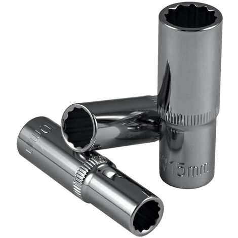 Douille à 12 tranchants de 65 mm. Longueur 3/8" par 10mm. Chrome  JBM14526