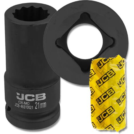 Douille à choc profonde JCB 3/4" Cr-Mo 12 pans 21 mm