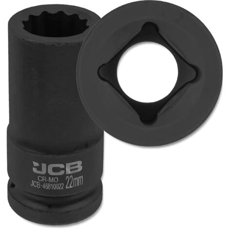 Douille à choc profonde JCB 3/4" Cr-Mo 12 pans 22 mm