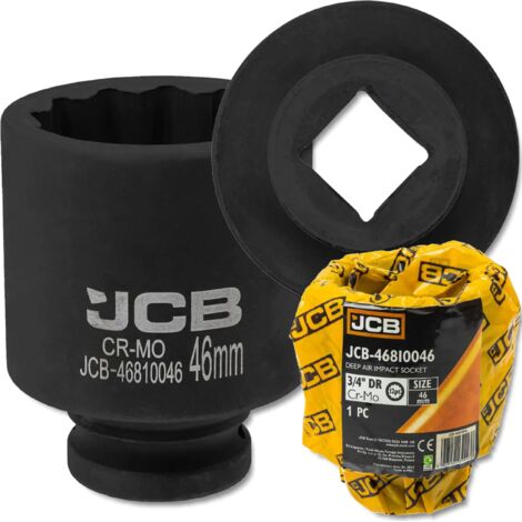 Douille à choc profonde JCB 3/4" Cr-Mo 12 pans 46 mm