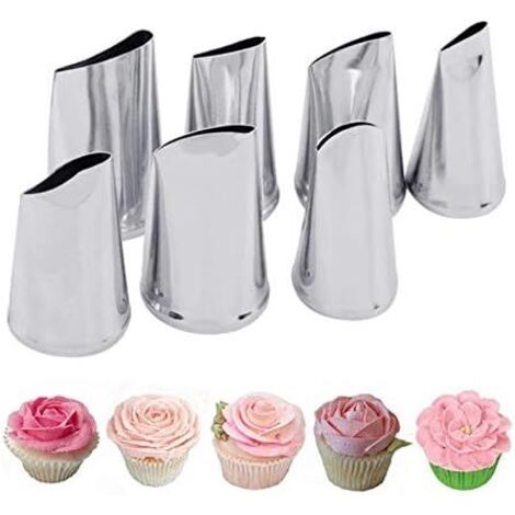 Douille À Décorer Gâteau - Set De 7 Pièces En Acier Inoxydable - Pour Crème, Glacage, Pâte À Sucre Et Roses - Usage Pâtisserie Maison Ou Professionnel
