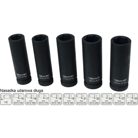 DOUILLE À IMPACT LONGUE ADLER 6 PANS 1/2"" 22 mm
