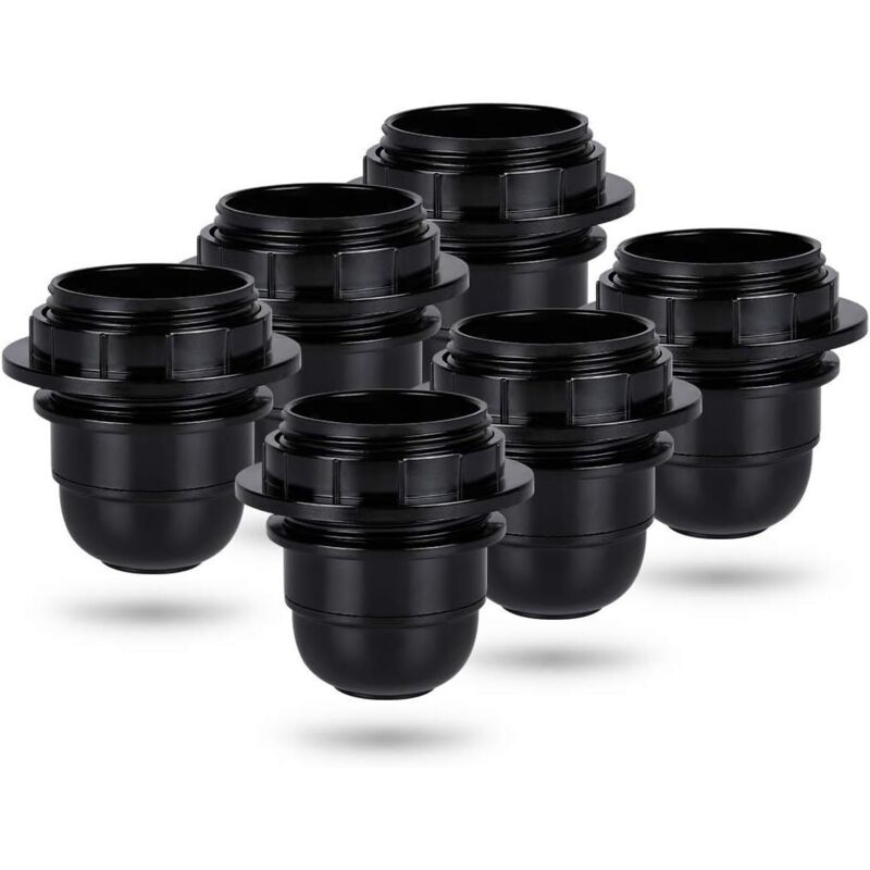 Beijiyi - Douille a vis e27 noire - 6x Douille lampe e27 anneau en plastique - Douille ampoule e27 - Support douille ampoule e27 pour plafond et