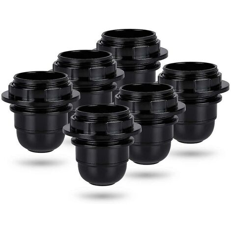 Douille a vis e27 noire - 6x Douille lampe e27 anneau en plastique - Douille ampoule e27 - Support douille ampoule e27 pour plafond et lampe suspendue - e27 douille ampoule