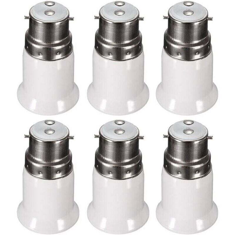 Douille Adaptateur B22 vers E27 pour Ampoule LED, AC 230V, Adaptateurs de Conversion pour Passer de B22 à E27, Douille Baïonnette à Visser, lot de 6