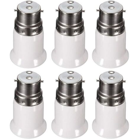 Douille Adaptateur B22 vers E27 pour Ampoule LED, AC 230V, Adaptateurs de Conversion pour Passer de B22 à E27, Douille Baïonnette à Visser, lot de 6 - RWAdaptateur de culot d'ampoule..