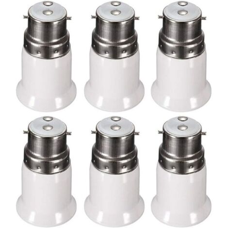 Douille Adaptateur B22 vers E27 pour Ampoule LED, AC 230V, Adaptateurs de Conversion pour Passer de B22 à E27, Douille Baïonnette à Visser, lot de 6 - RWAdaptateur de culot d'ampoule..DEBUNS