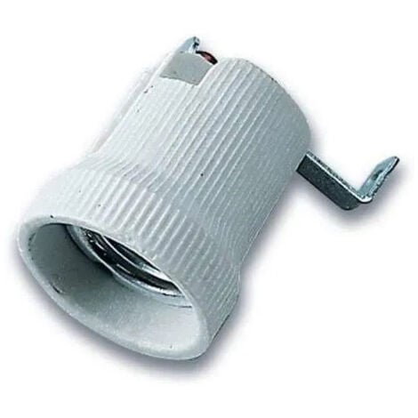 Douille ampoule E27 porcelaine avec support de fixation métallique
