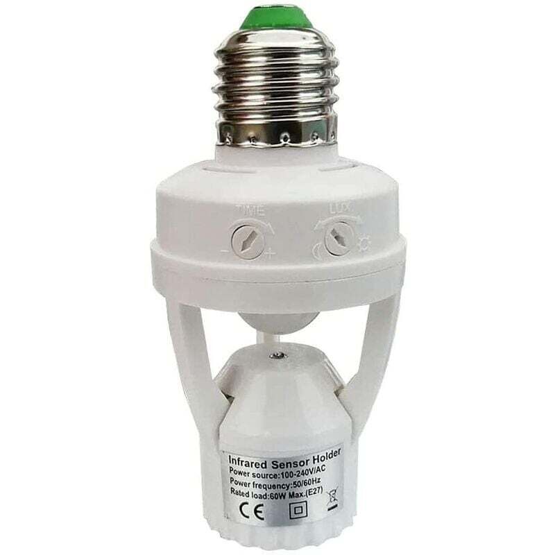 Douille avec détecteur de mouvement PIR Ampoules avec culot E27 pour une utilisation en intérieur avec réglage du temps et de la lumière