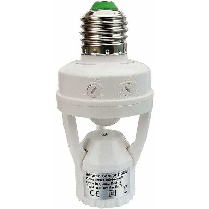 Douille avec détecteur de mouvement pir Ampoules avec culot E27 pour une utilisation en intérieur avec réglage du temps et de la lumière (Ampoule non