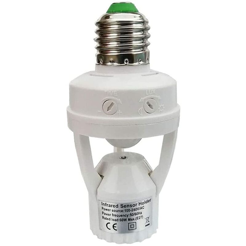 Douille avec détecteur de mouvement pir Ampoules avec culot E27 pour une utilisation en intérieur avec réglage du temps et de la lumière