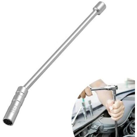 Douille Bougie 14 mm, Magnétique Rotation à 360° Clé Bougie,14 mm de D'allumage, D'allumage 12 Emplacements, pour Réparation Automobile Argent 14mm