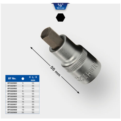 Douille BRILLIANT TOOLS - 6 pans creux - 1/2" - 5mm - BT022860