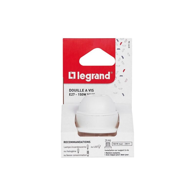 Douille E27+bague plastique s/c - Legrand