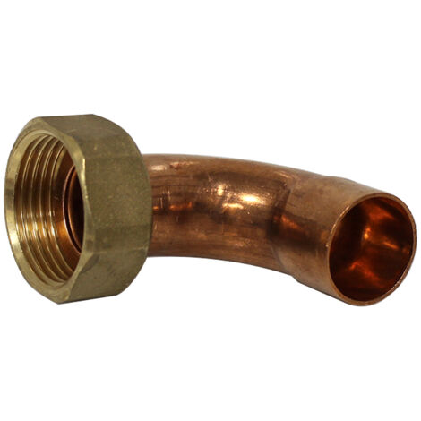 Douille cuivre coudé avec écrou à souder - F 1' - diamètre 22 mm