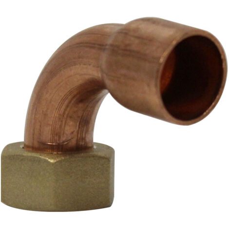 Douille cuivre coudé avec écrou à souder - F 3/8' - diamètre 14 mm