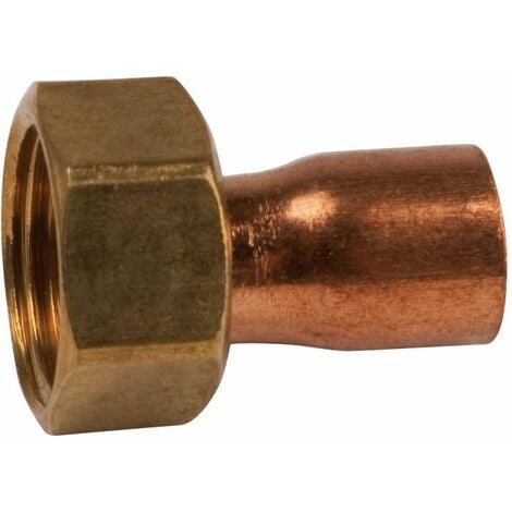 Douille cuivre réduite avec écrou à souder - 2 pièces - F 3/8' - diamètre 14 mm