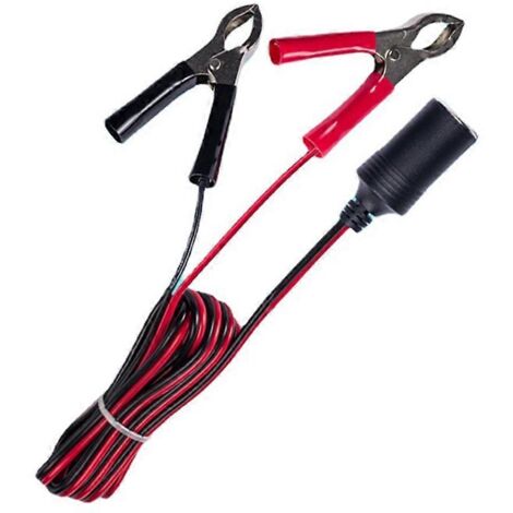 Douille d'allume-cigare femelle 12V/24V avec pinces batterie et câble d'extension de 1 mètre