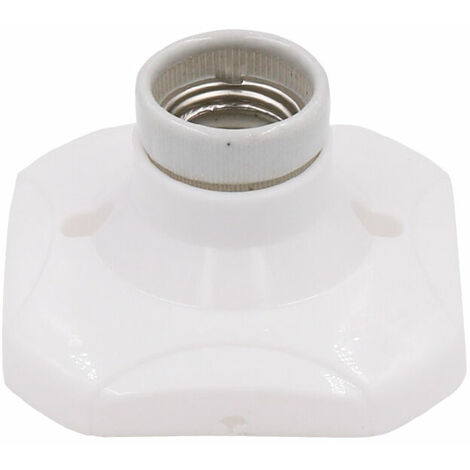 Douille d'ampoule LED E27, douille E27 en céramique et base en plastique, douille murale E27, douille E27 blanche avec anneau pour éclairage d'entrée/plafonnier/balcon