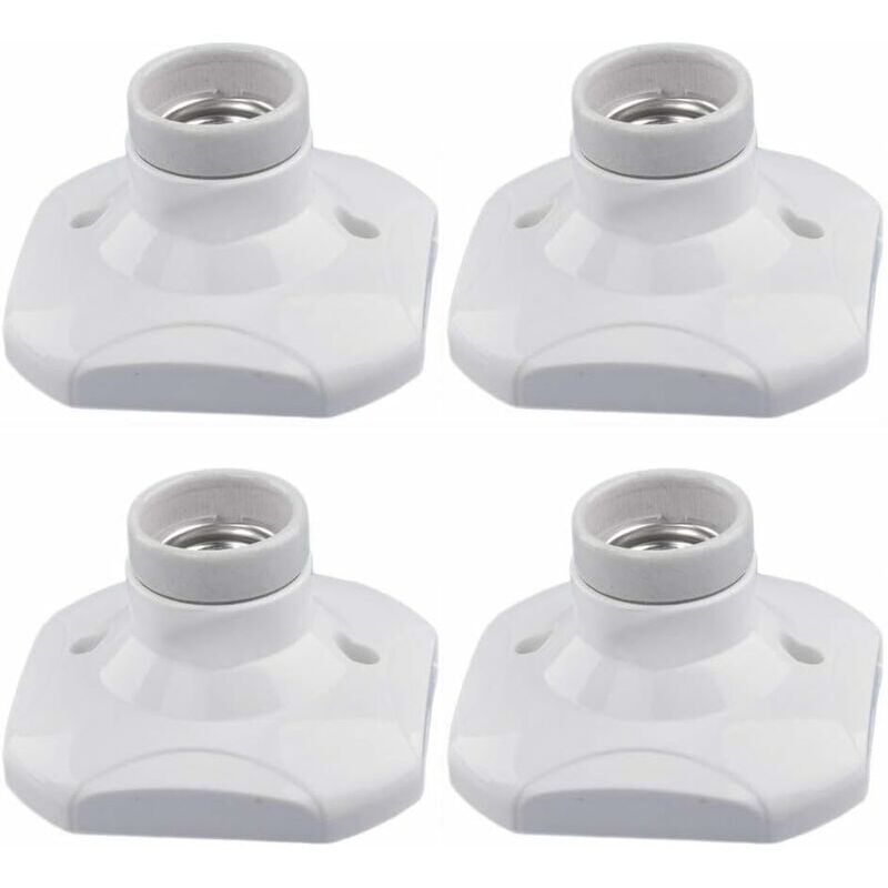 Douille d'ampoule led E27, douille E27 en céramique et base en plastique, douille murale E27, douille E27 blanche avec anneau pour éclairage