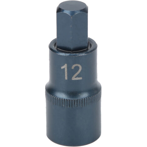 Douille de cliquet 1/2" en acier allié anti-rouille, traitement bleui pour outils manuels, 50mm de longueur, empreinte H12.
