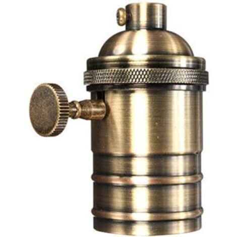 Douille de lampe - Douille à vis E27 en bronze antique avec interrupteur, 72 mm 34 mm, laiton antique