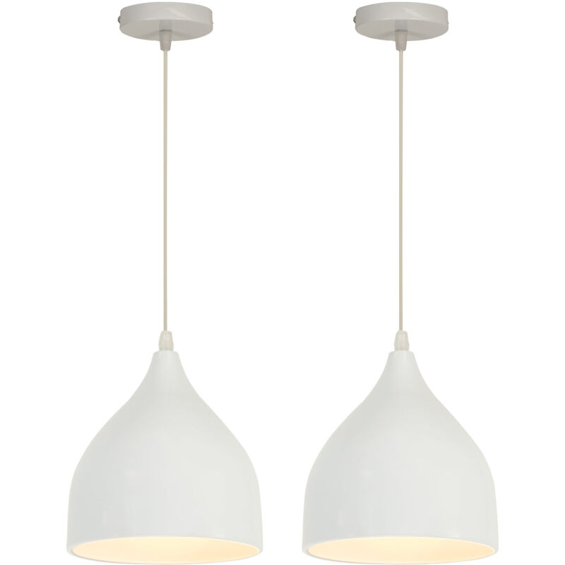 (2X) Lampe À Suspension Rétro Antique Plafonnier E27 Moderne Suspension Luminaire Créative Vintage Pour Café Bar Grange Blanc