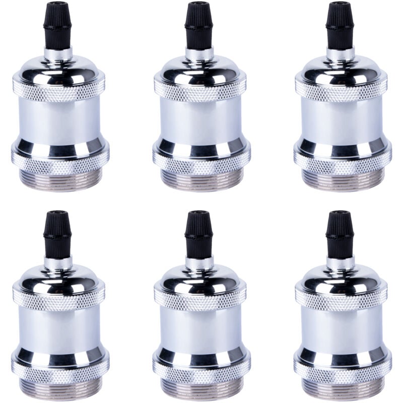 Douille de Lampe E27 Vintage Edison Rétro Lampe Base Chambre Salon pour Lustre Suspension Plafonnier diy Argenté - 6Pcs