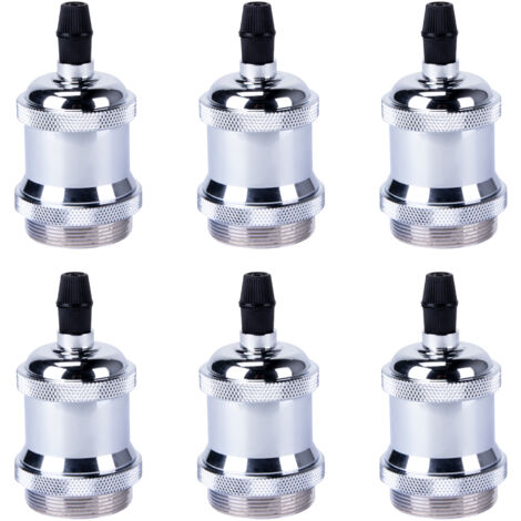 Douille de Lampe E27 Vintage Edison Rétro Lampe Base Chambre Salon pour Lustre Suspension Plafonnier DIY Argenté - 6Pcs