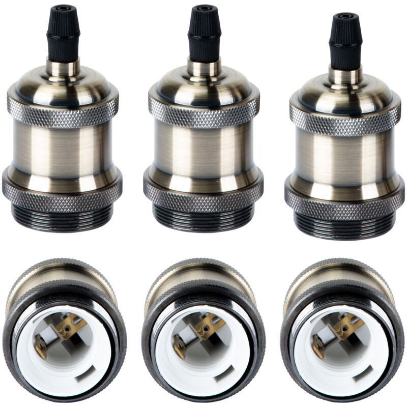 Douille de Lampe E27 Vintage Edison Rétro Lampe Base Chambre Salon pour Lustre Suspension Plafonnier diy Bronze - 12Pcs
