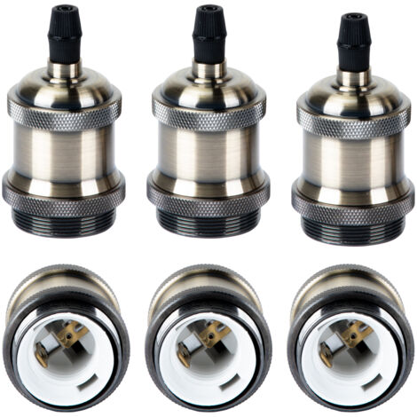 Douille de Lampe E27 Vintage Edison Rétro Lampe Base Chambre Salon pour Lustre Suspension Plafonnier DIY Bronze - 12Pcs