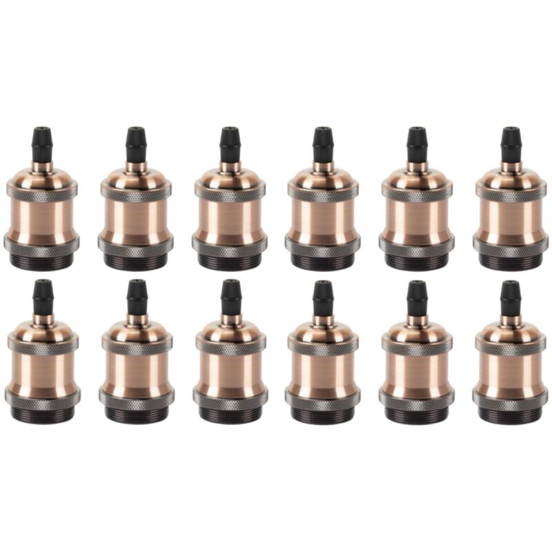 Douille de Lampe E27 Vintage Edison Rétro Lampe Base Chambre Salon pour Lustre Suspension Plafonnier diy Bronze Rouge - 12Pcs