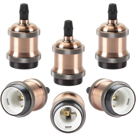 Douille de Lampe E27 Vintage Edison Rétro Lampe Base Chambre Salon pour Lustre Suspension Plafonnier DIY Bronze Rouge - 6Pcs